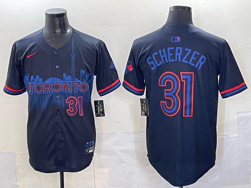 Men 2025 Toronto Blue Jays #31 Scherzer Black Joint Name Nike MLB Jersey 01->toronto blue jays->MLB Jersey